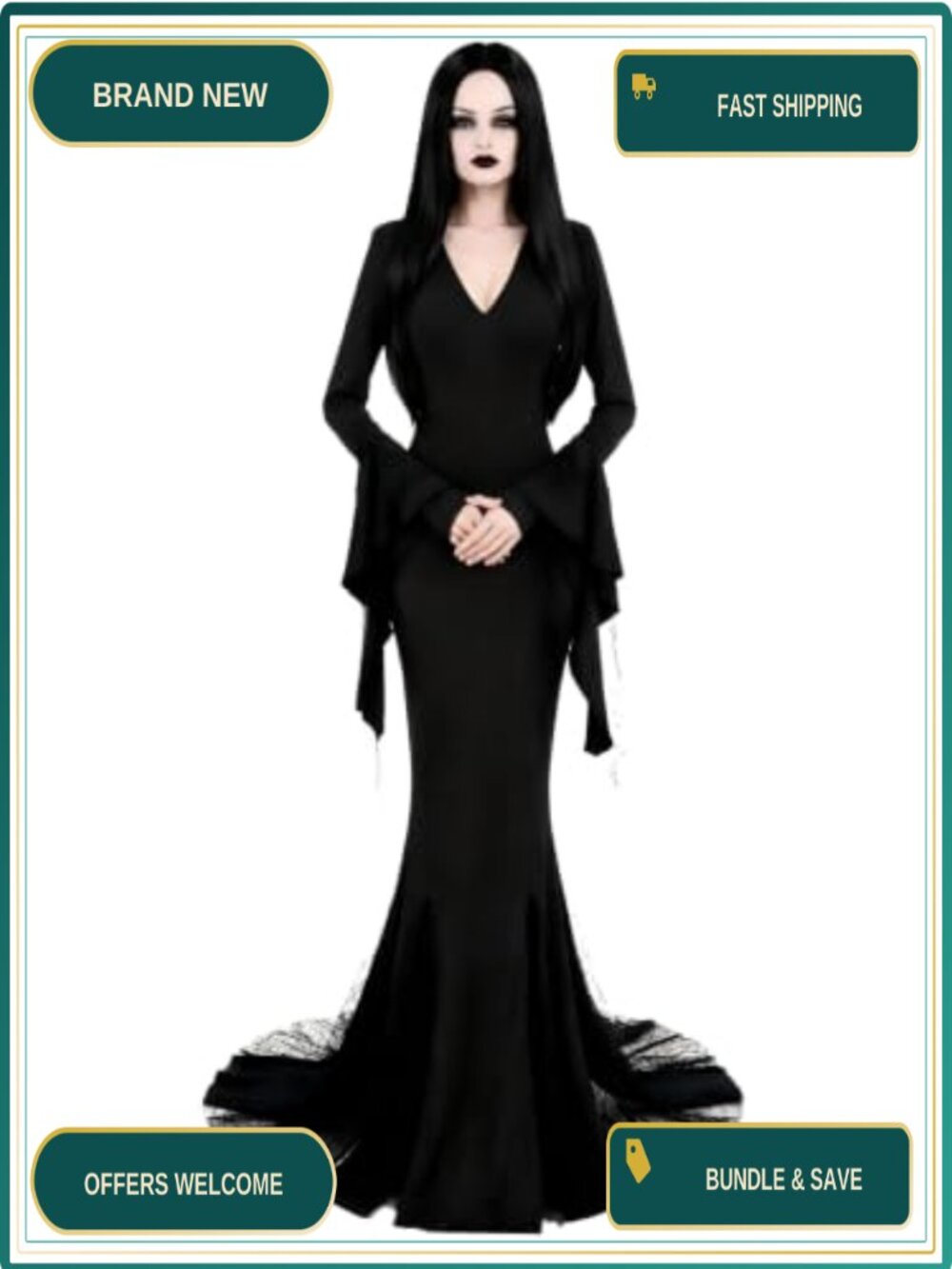 Gothic Long Dress Witch Style Halloween Cosplay Costume